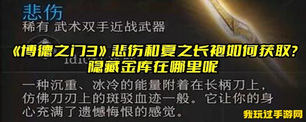 《博德之门3》悲伤和夏之长袍如何获取？隐藏金库在哪里呢