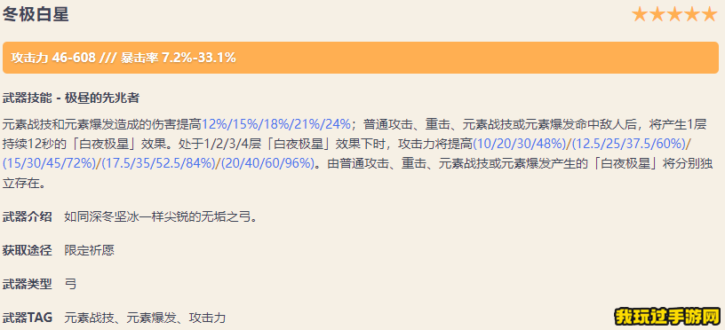 《原神》冬极白星需要哪些突破材料？适合哪些角色？武器面板一览