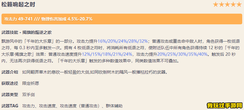 《原神》松籁响起之时需要哪些突破材料？适合哪些角色？武器面板一览