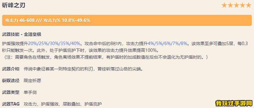 《原神》斫峰之刃需要哪些突破材料？适合哪些角色？武器面板一览