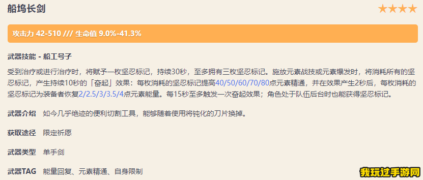 《原神》船坞长剑需要哪些突破材料？适合哪些角色？武器面板一览