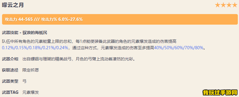 《原神》曚云之月需要哪些突破材料？适合哪些角色？武器面板一览