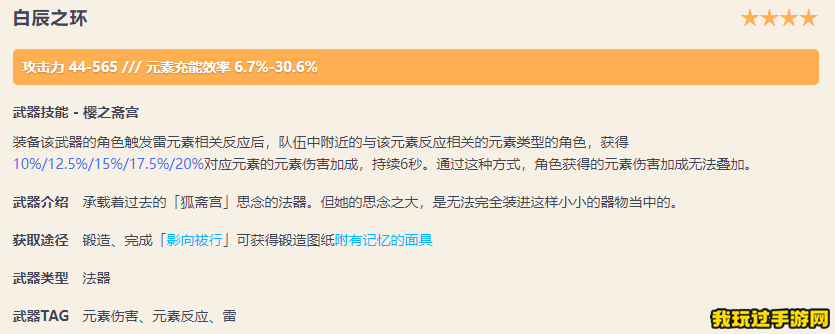 《原神》白辰之环需要哪些突破材料？适合哪些角色？武器面板一览