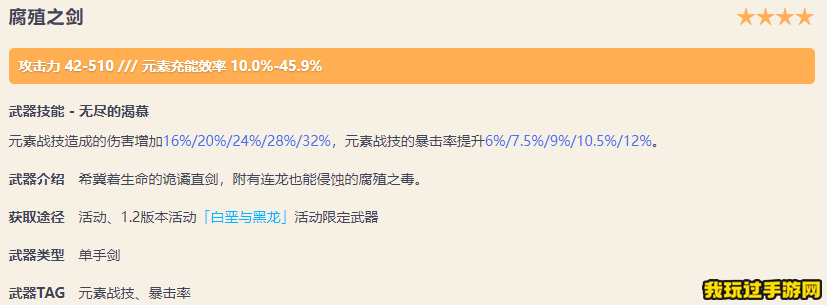 《原神》腐殖之剑需要哪些突破材料？适合哪些角色？武器面板一览